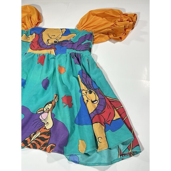 VTG 90s Disney Winnie Pooh Bed Sheets Colorful Dress Puff Sleeve Womens XXL READ - Picture 2 of 16